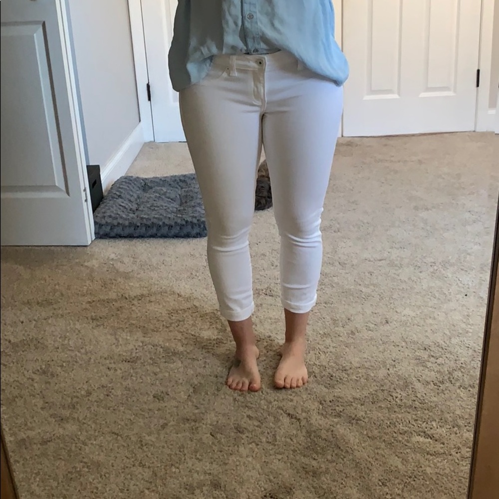 White Lila Ryan skinny crop white jeans